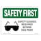Signmission OSHA Sign, Glasses Required Beyond, 10in X 7in Decal, 10" W, 7" H, Landscape, OS-SF-D-710-L-10926 OS-SF-D-710-L-10926 - alternate 1